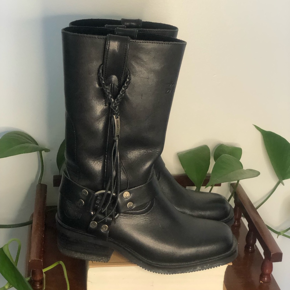 Women's Harley-Davidson Leather Saddle Boots - Black - Size 7 US